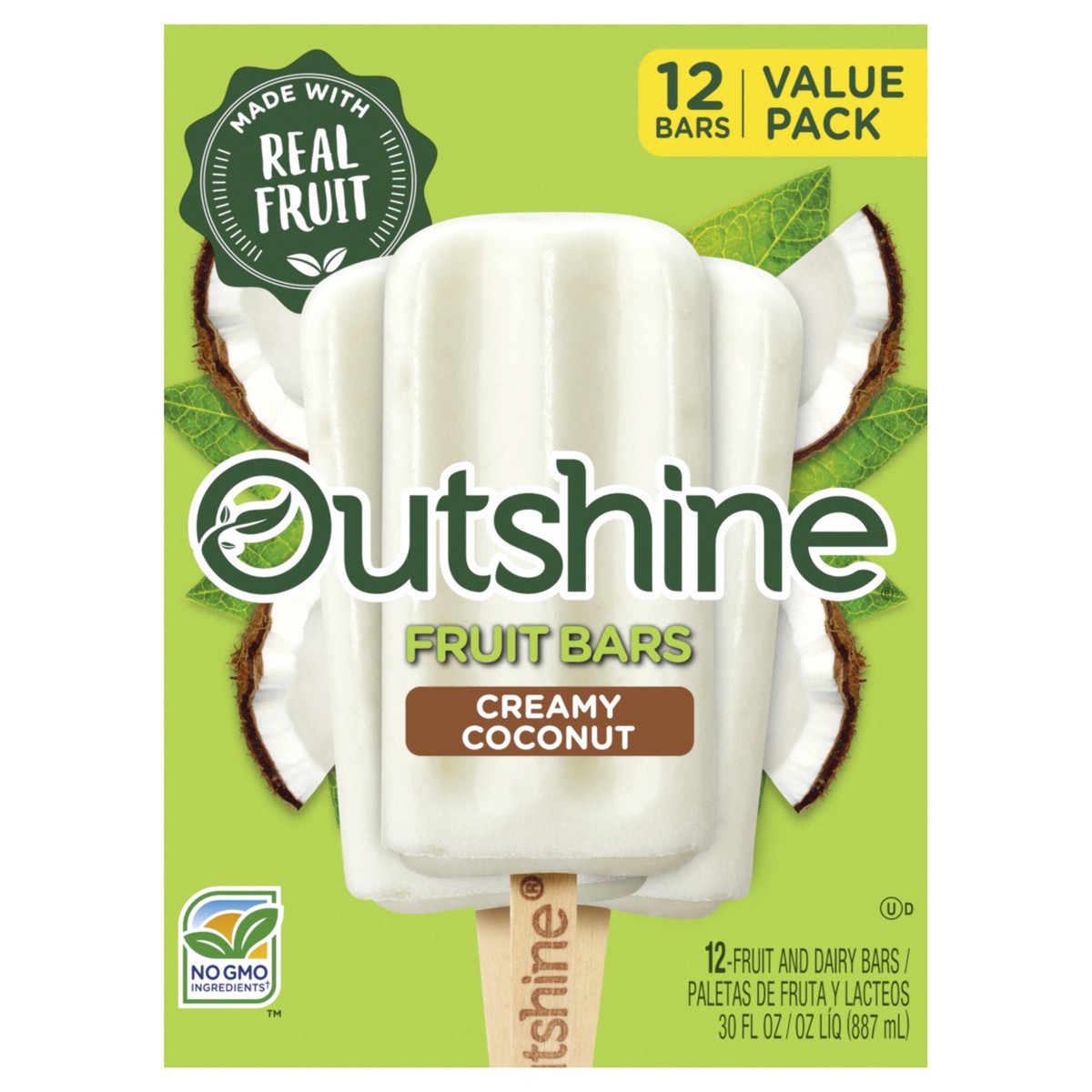 slide 1 of 5, Outshine Creamy Coconut Fruit Bars Value Pack 12 ea, 12 ct