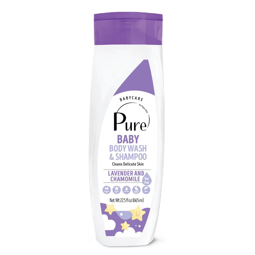 slide 1 of 1, Pure Baby Body Wash & Shampoo - Lavender & Chamomile, 22.5 oz