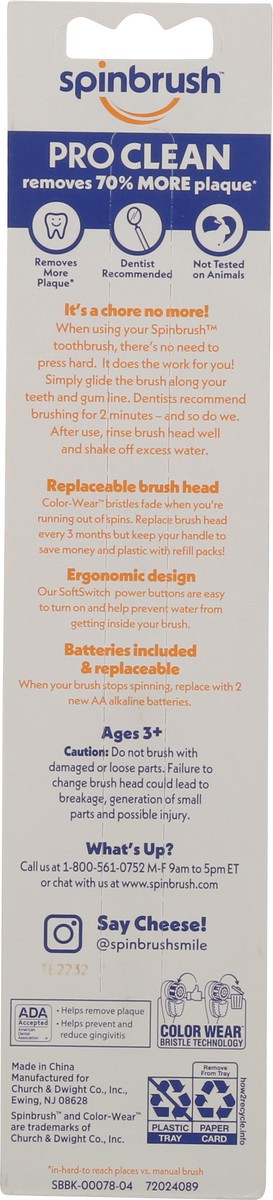 slide 5 of 9, Spinbrush Pro Clean Soft Powered Toothbrush 1 ea, 1 ct