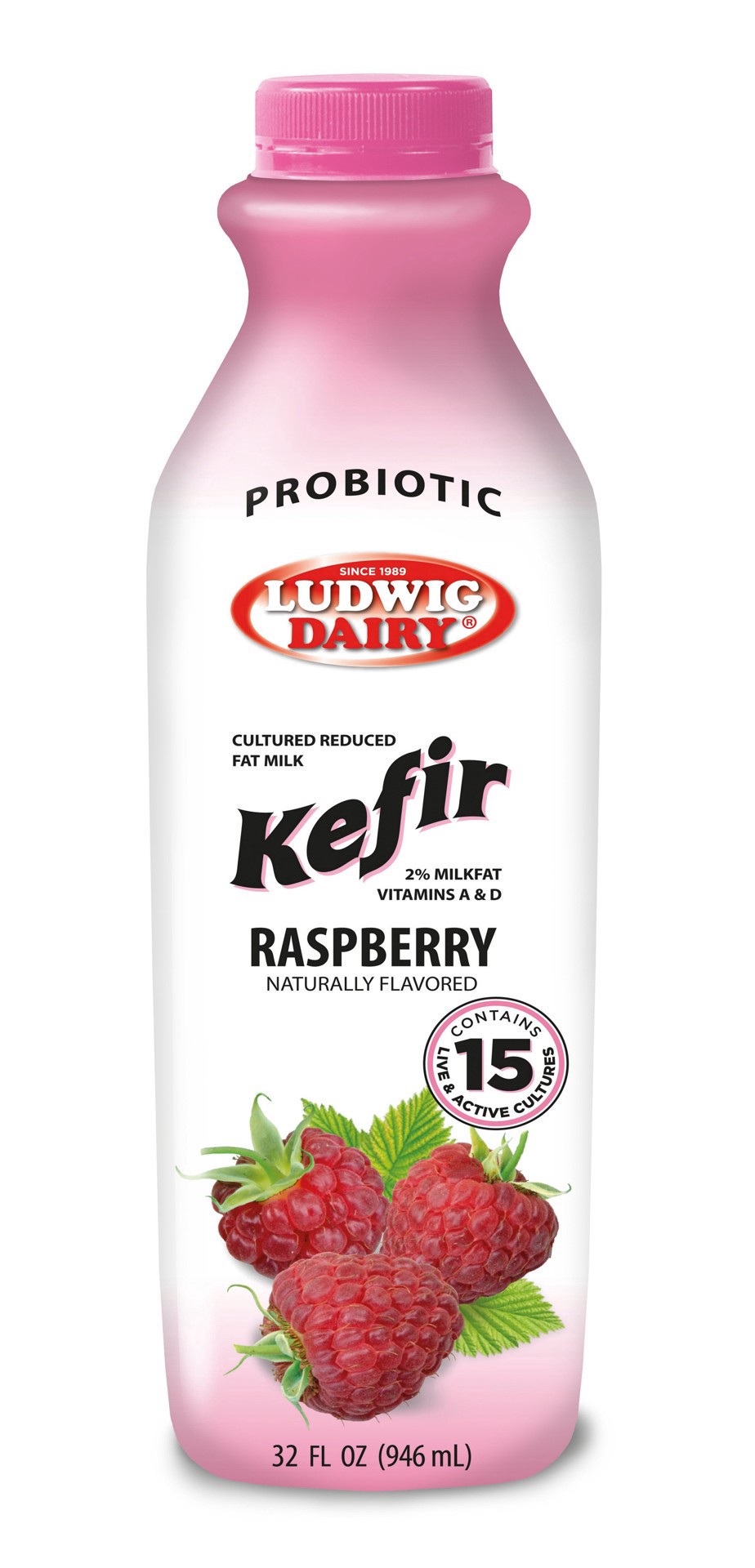 slide 1 of 1, Ludwig Dairy Raspberry Probiotic Kefir, 32 oz
