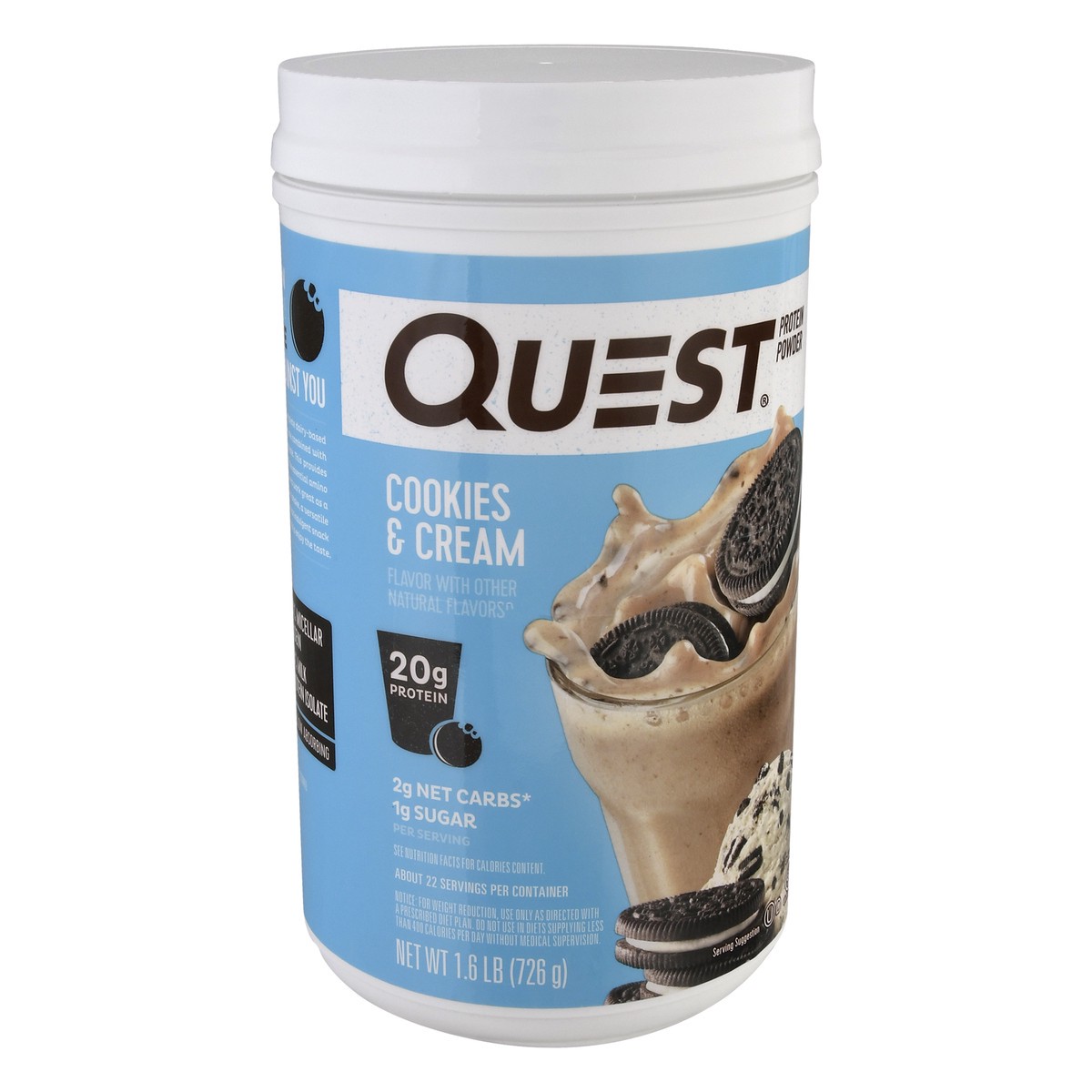 slide 2 of 9, Quest Protein Powder - Cookies & Cream - 25.6oz, 25.6 oz