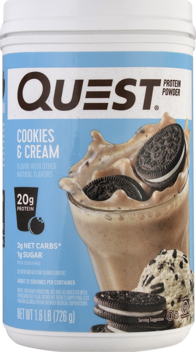 slide 6 of 9, Quest Protein Powder - Cookies & Cream - 25.6oz, 25.6 oz