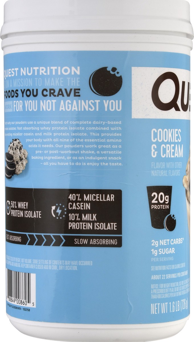 slide 7 of 9, Quest Protein Powder - Cookies & Cream - 25.6oz, 25.6 oz