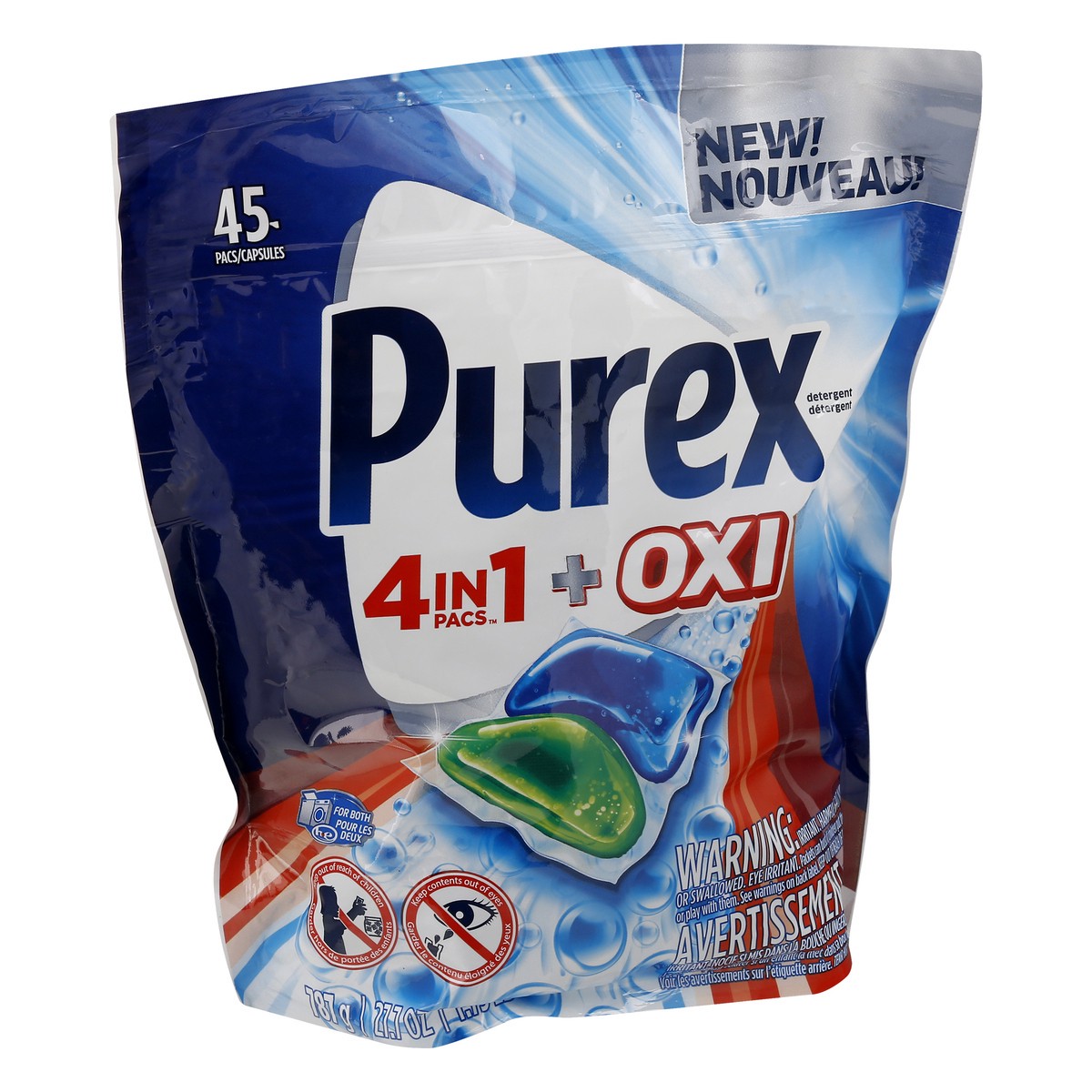 slide 8 of 10, Purex 4 in 1 + Oxi Pacs Detergent 45 ea, 45 ct