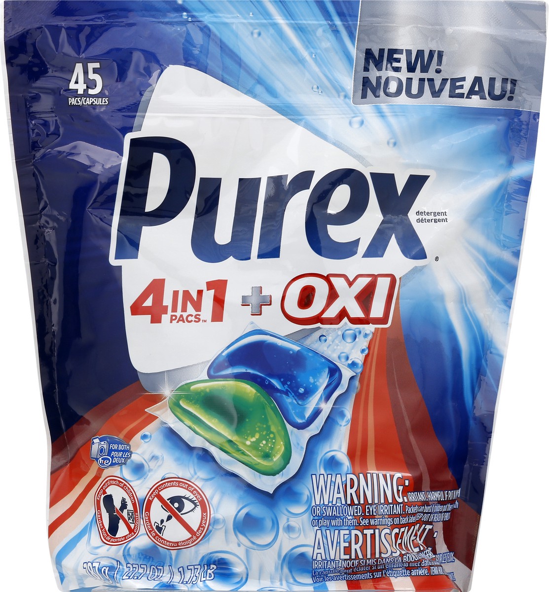 slide 2 of 10, Purex 4 in 1 + Oxi Pacs Detergent 45 ea, 45 ct