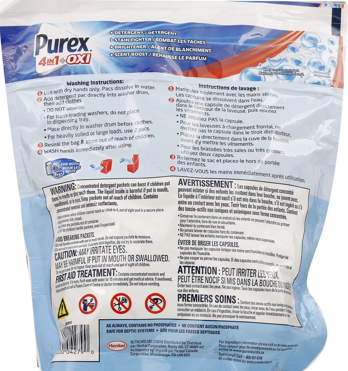 slide 7 of 10, Purex 4 in 1 + Oxi Pacs Detergent 45 ea, 45 ct