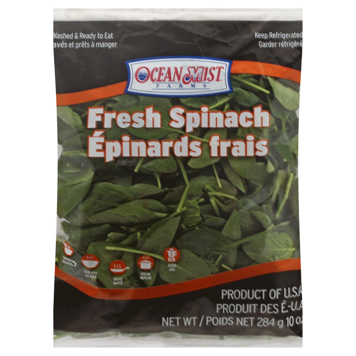 slide 1 of 10, Ocean Mist Farms Fresh Spinach 284 g, 284 g