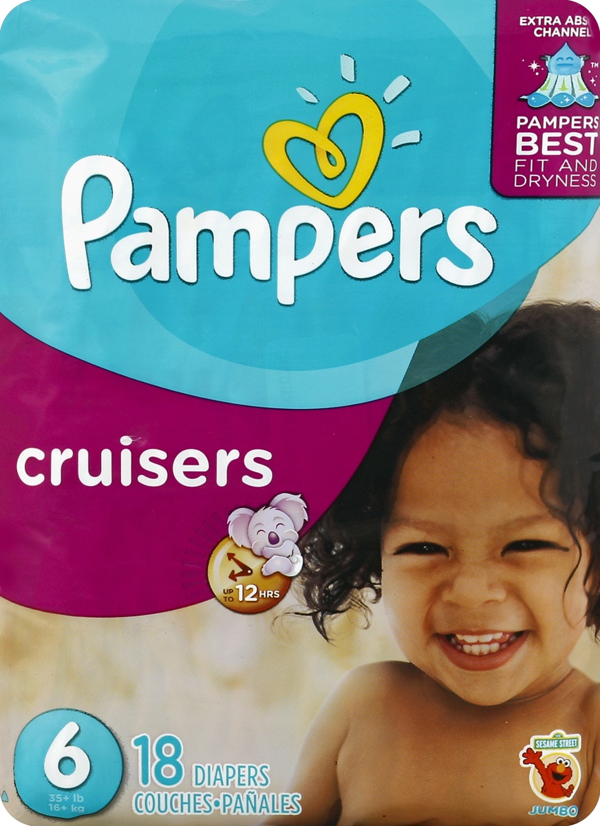 slide 4 of 6, Pampers Diapers, 18 ct