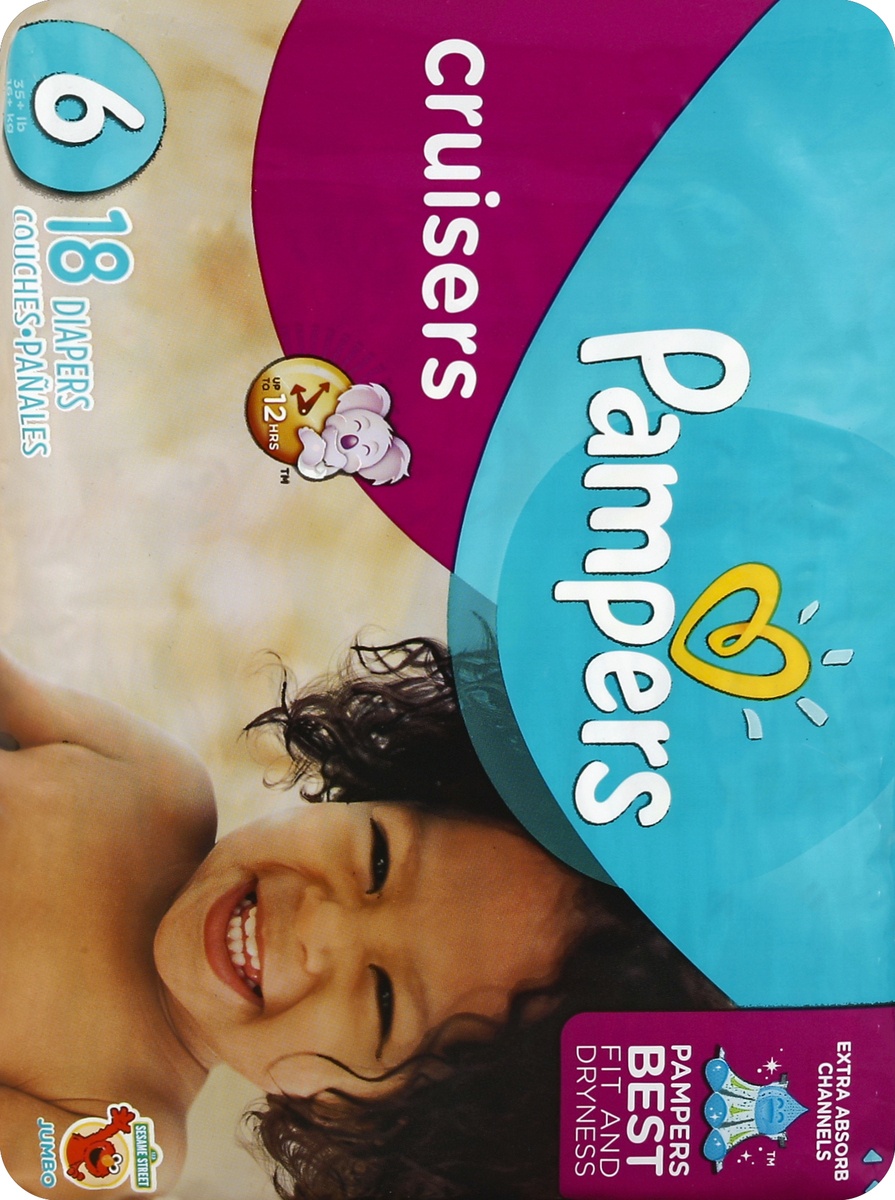 slide 5 of 6, Pampers Diapers, 18 ct