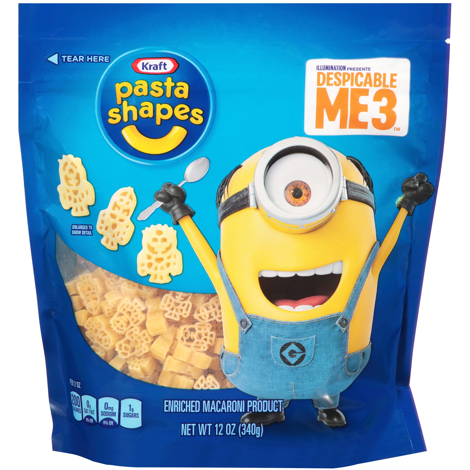 slide 1 of 1, Kraft Pasta Shapes with Despicable Me 3 Macaroni Shaped Pasta, 12 oz