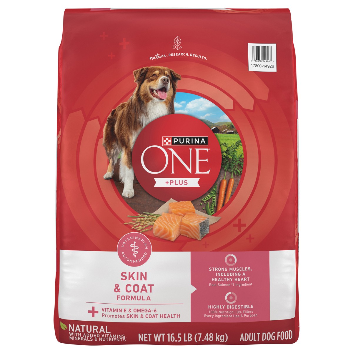 slide 1 of 9, Purina ONE Natural, Sensitive Stomach Dry Dog Food, +Plus Skin & Coat Formula - 16.5 lb. Bag, 16.5 lb