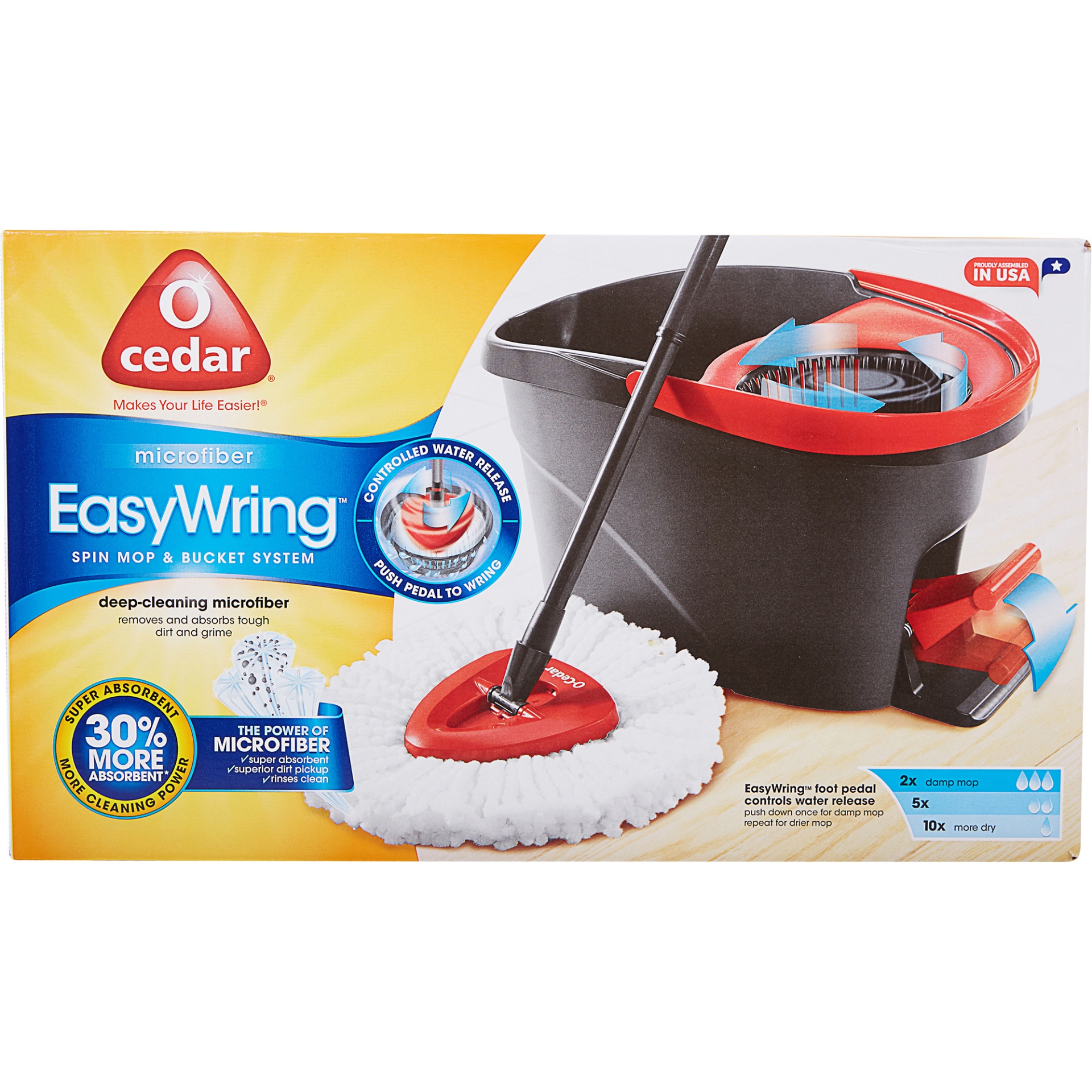 slide 1 of 1, O'cedar Easy Wring Mop Spin Bucket & Mop With 3 Refills, 1 ct