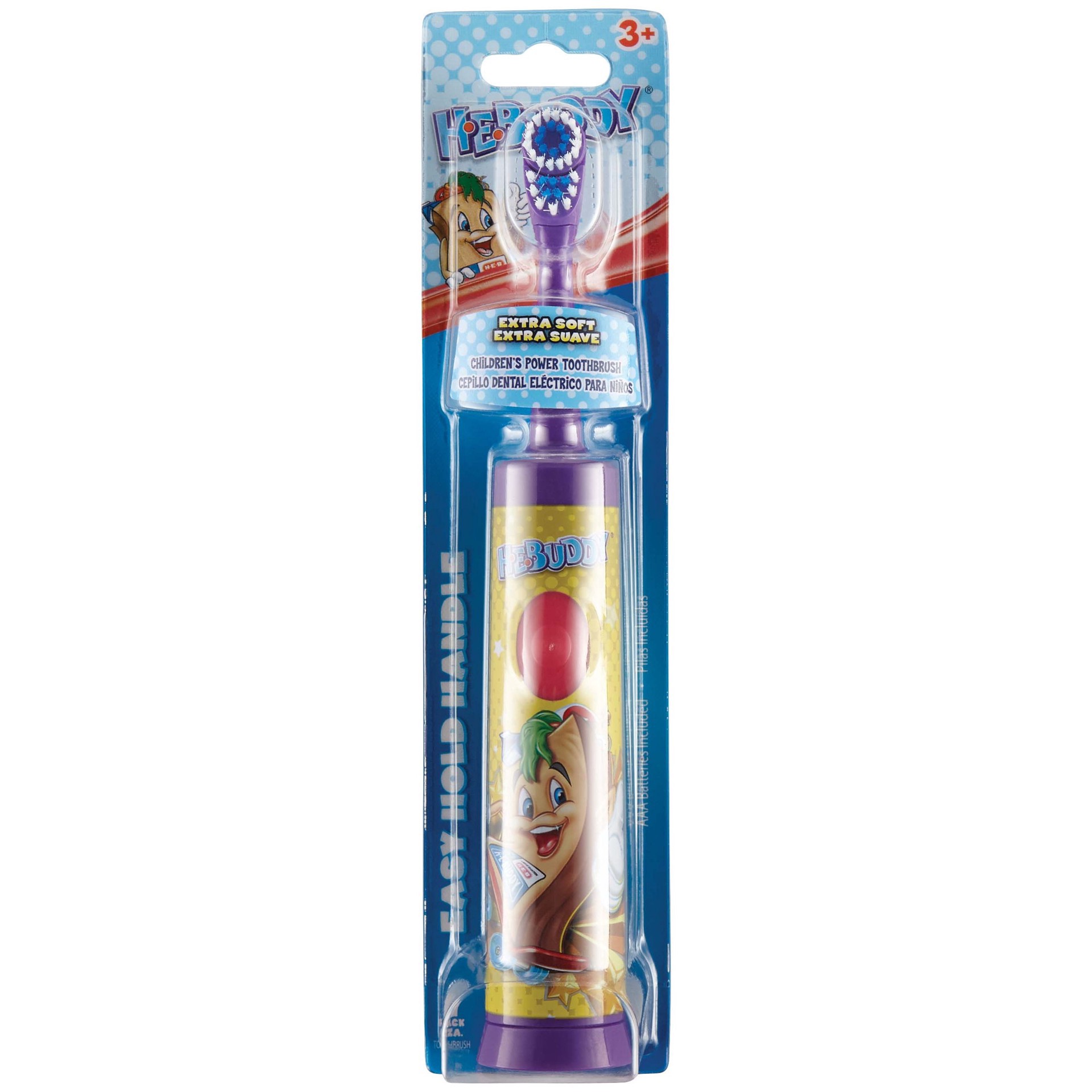 slide 1 of 1, H-E-Buddy Power Extra Soft Toothbrush, Assorted Colors, 1 ct