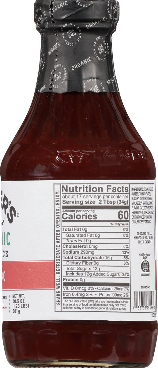 slide 9 of 9, Kinder's Organic Hot BBQ BBQ Sauce 20.5 oz, 20.5 oz