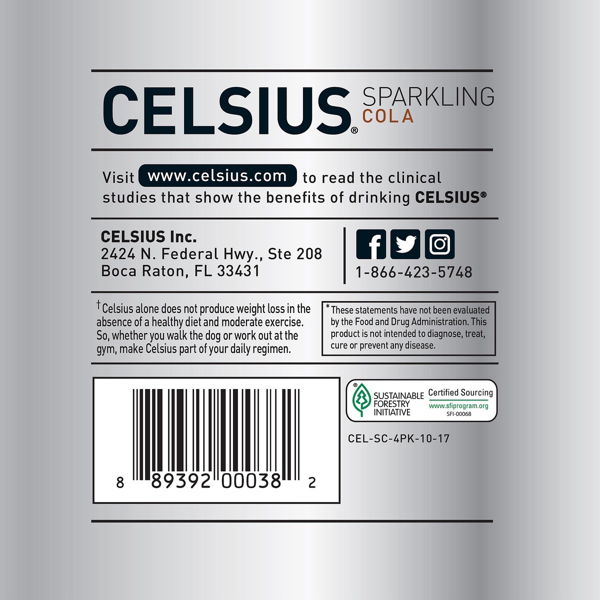 slide 4 of 7, CELSIUS 4 Pack Sparkling Cola Fitness Drink 4 ea - 4 ct, 4 ct