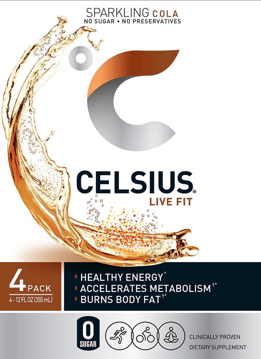 slide 6 of 7, CELSIUS 4 Pack Sparkling Cola Fitness Drink 4 ea - 4 ct, 4 ct