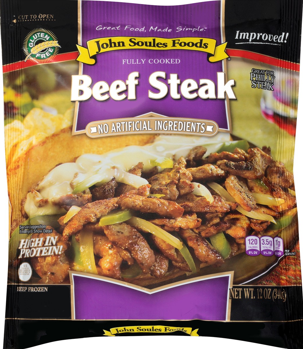 slide 5 of 6, John Soules Foods Steak Strips, 12 oz, Frozen, 1 ct