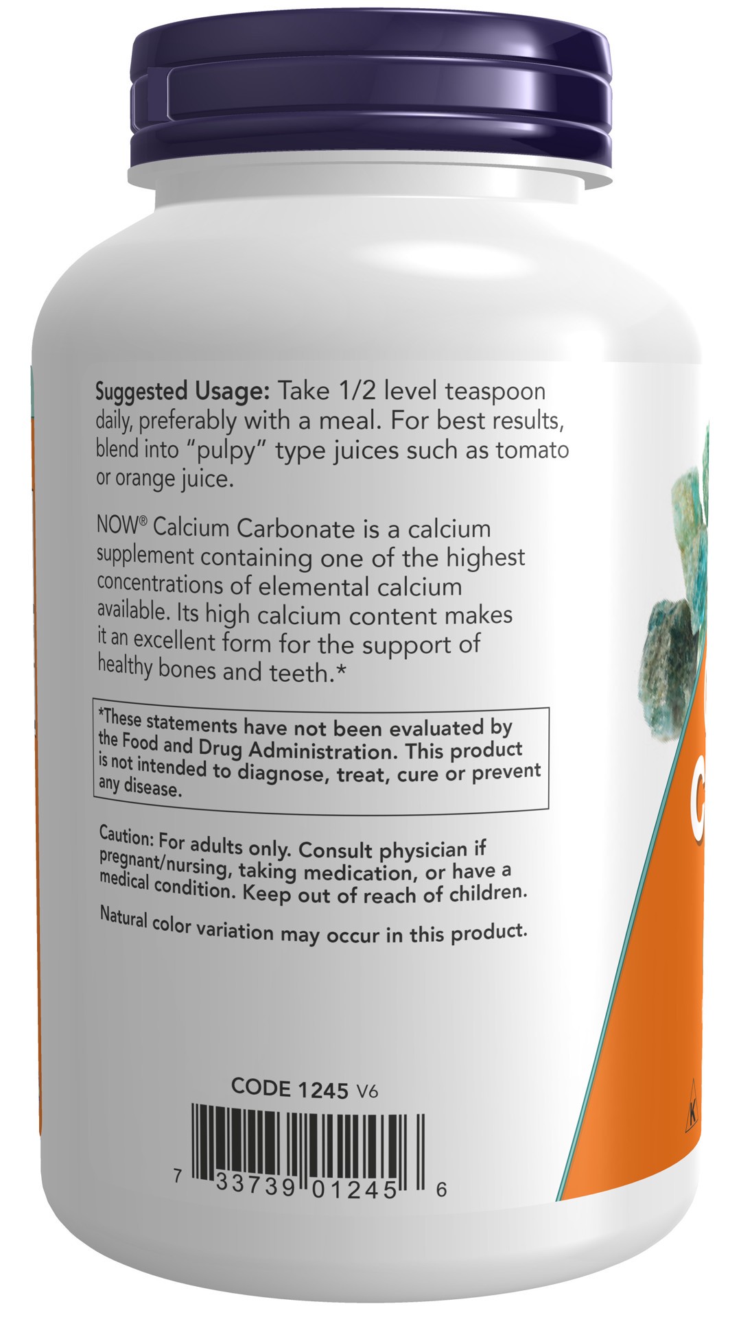 slide 2 of 4, Now Naturals Calcium Carbonate Powder, 12 oz
