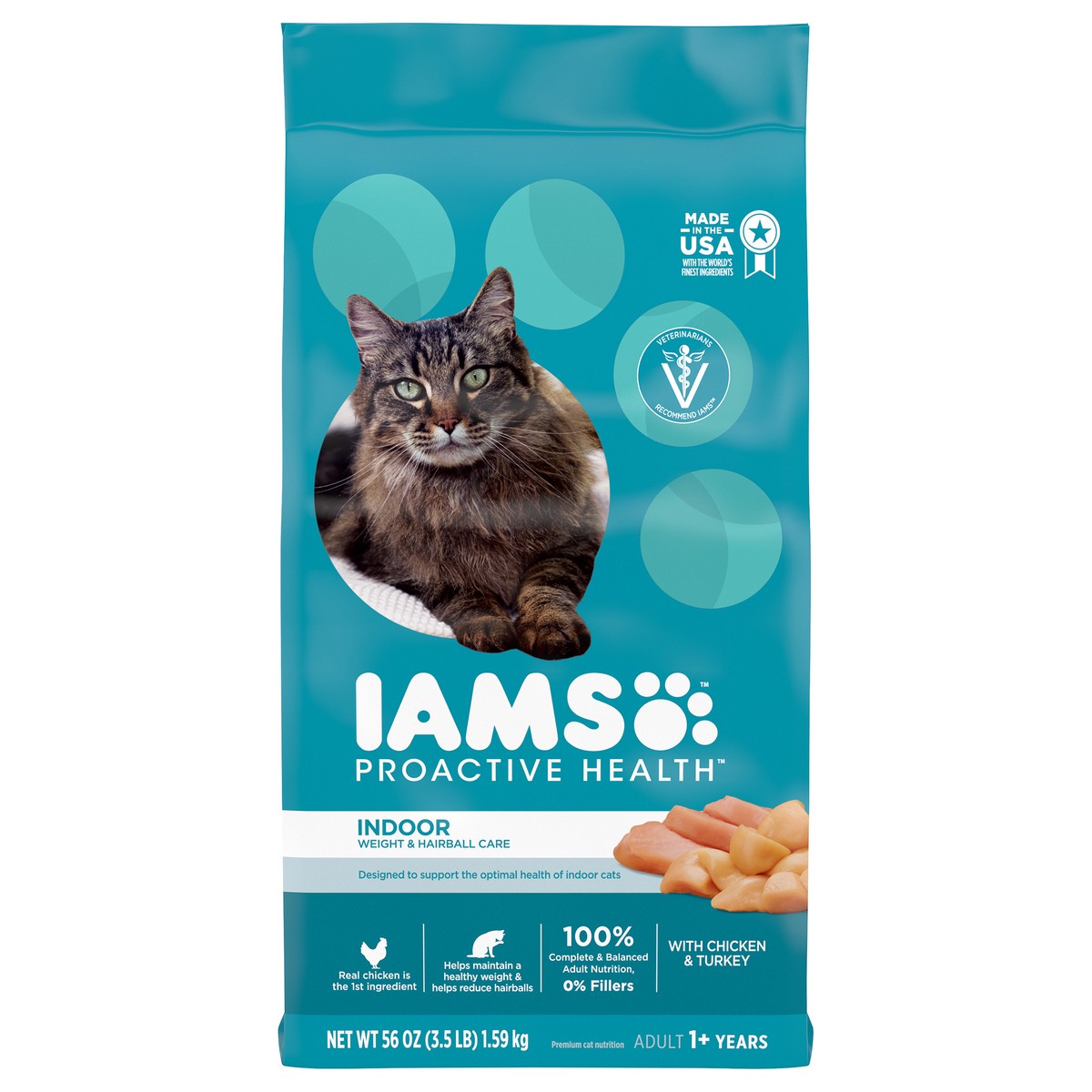 slide 1 of 9, IAMS ProActive Health Chicken & Turkey Indoor Adult Cat Food 56 oz, 56 oz