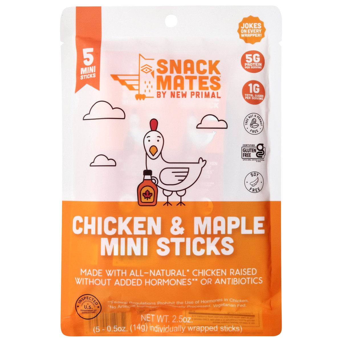 slide 1 of 1, Snack Mates Chicken & Maple Mini Sticks 5 - 0.5 oz Sticks, 5 ct