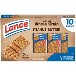 Lance Baked with Whole Grain Peanut Butter Sandwich Crackers, 10 Count 1.52 oz