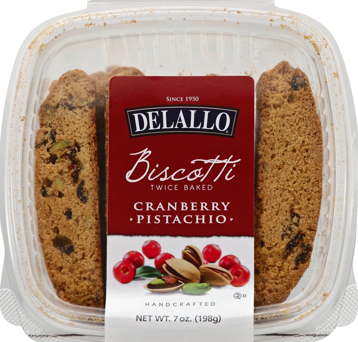 slide 3 of 5, Delallo Cranberry Pistachio Biscotti, 7 oz