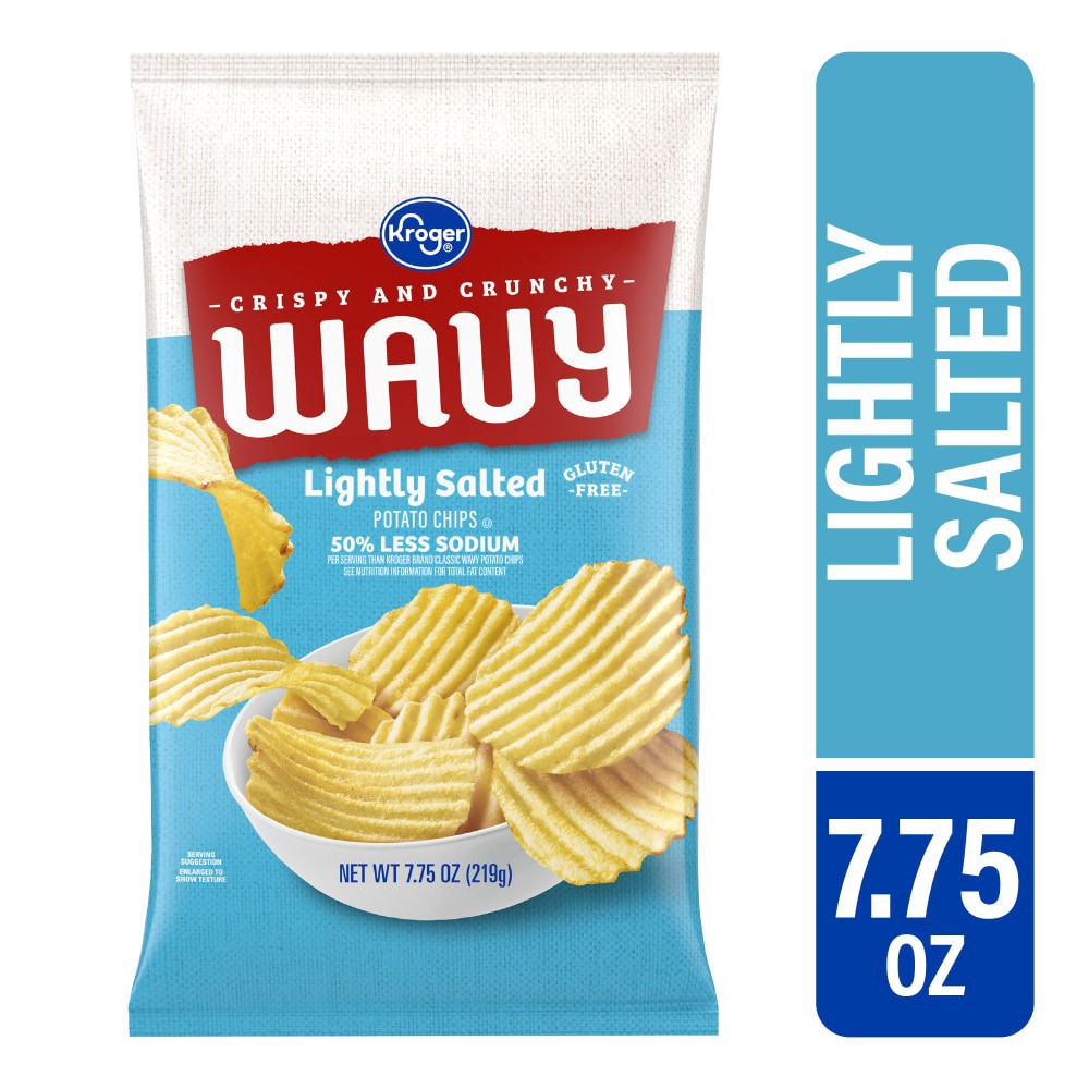 slide 4 of 4, Kroger Lightly Salted Wavy Potato Chips, 7.75 oz