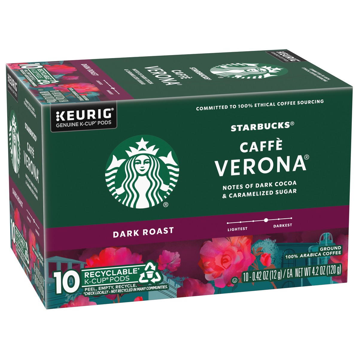 slide 5 of 9, Starbucks K-Cup Coffee Pods, Dark Roast Coffee, Caffè Verona, 100% Arabica, 1 box (10 pods), 10 ct