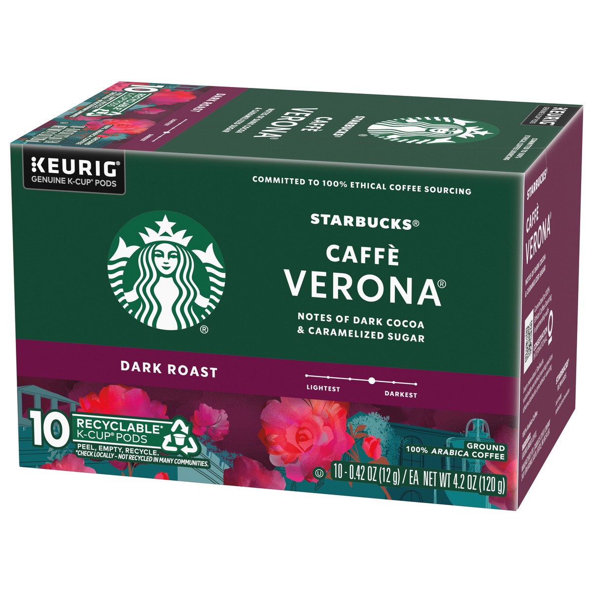 slide 3 of 9, Starbucks K-Cup Coffee Pods, Dark Roast Coffee, Caffè Verona, 100% Arabica, 1 box (10 pods), 10 ct