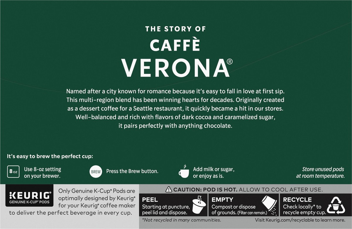 slide 8 of 9, Starbucks K-Cup Coffee Pods, Dark Roast Coffee, Caffè Verona, 100% Arabica, 1 box (10 pods), 10 ct