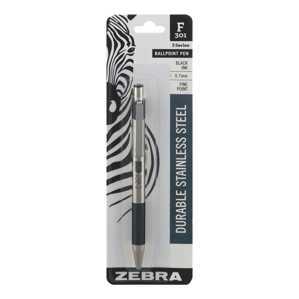 slide 1 of 1, Zebra Grip F-301 Ball Point Pen Black, 1 ct