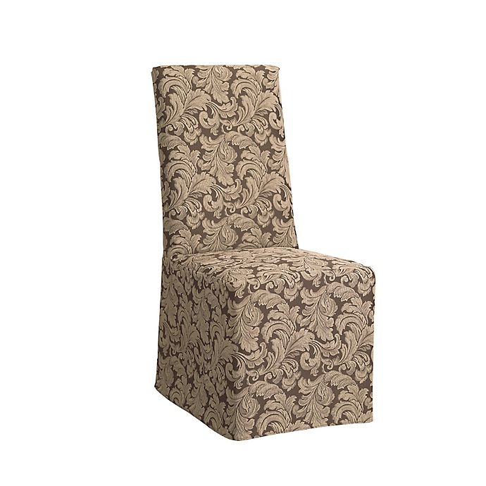 slide 2 of 2, SureFit Home Decor Scroll Dining Chair Cover - Brown, 1 ct