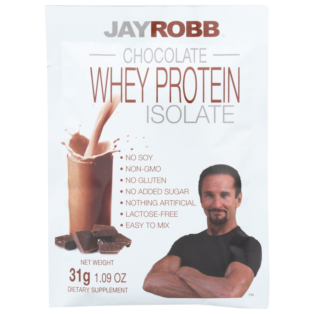 slide 1 of 1, Jay Robb Chocolate Whey Protein Isolate Single Serving Packet, 1 ct