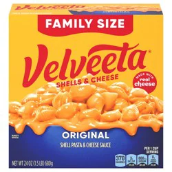 Velveeta Shells and Cheese Mac and Cheese, 1 Value Size Box, for Easy Dinner or Dinner Sides, Original Flavor, Made with Real Cheese, 24 oz