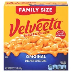 Velveeta Shells and Cheese Mac and Cheese, 1 Value Size Box, for Easy Dinner or Dinner Sides, Original Flavor, Made with Real Cheese, 24 oz