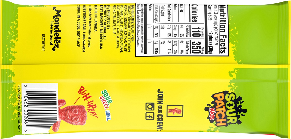 slide 9 of 9, SOUR PATCH KIDS Soft & Chewy Candy, King Size, 3.4 oz, 3.4 oz