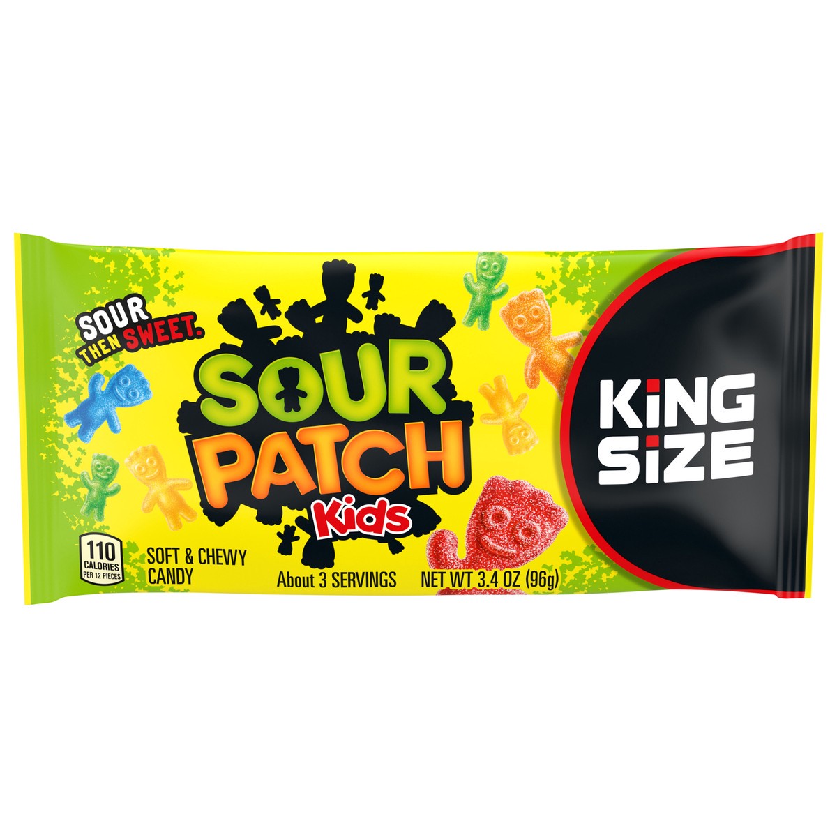 slide 1 of 9, SOUR PATCH KIDS Soft & Chewy Candy, King Size, 3.4 oz, 3.4 oz