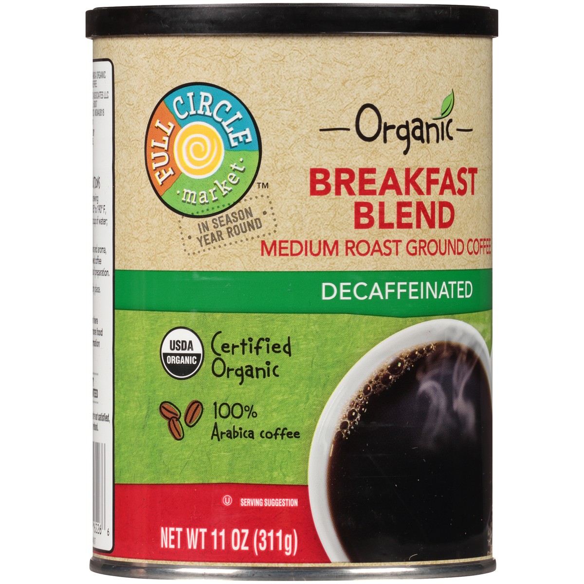 slide 13 of 13, Full Circle Market Decaffeinated Breakfast Blend Medium Roast Ground Coffee - 11 oz, 11 oz