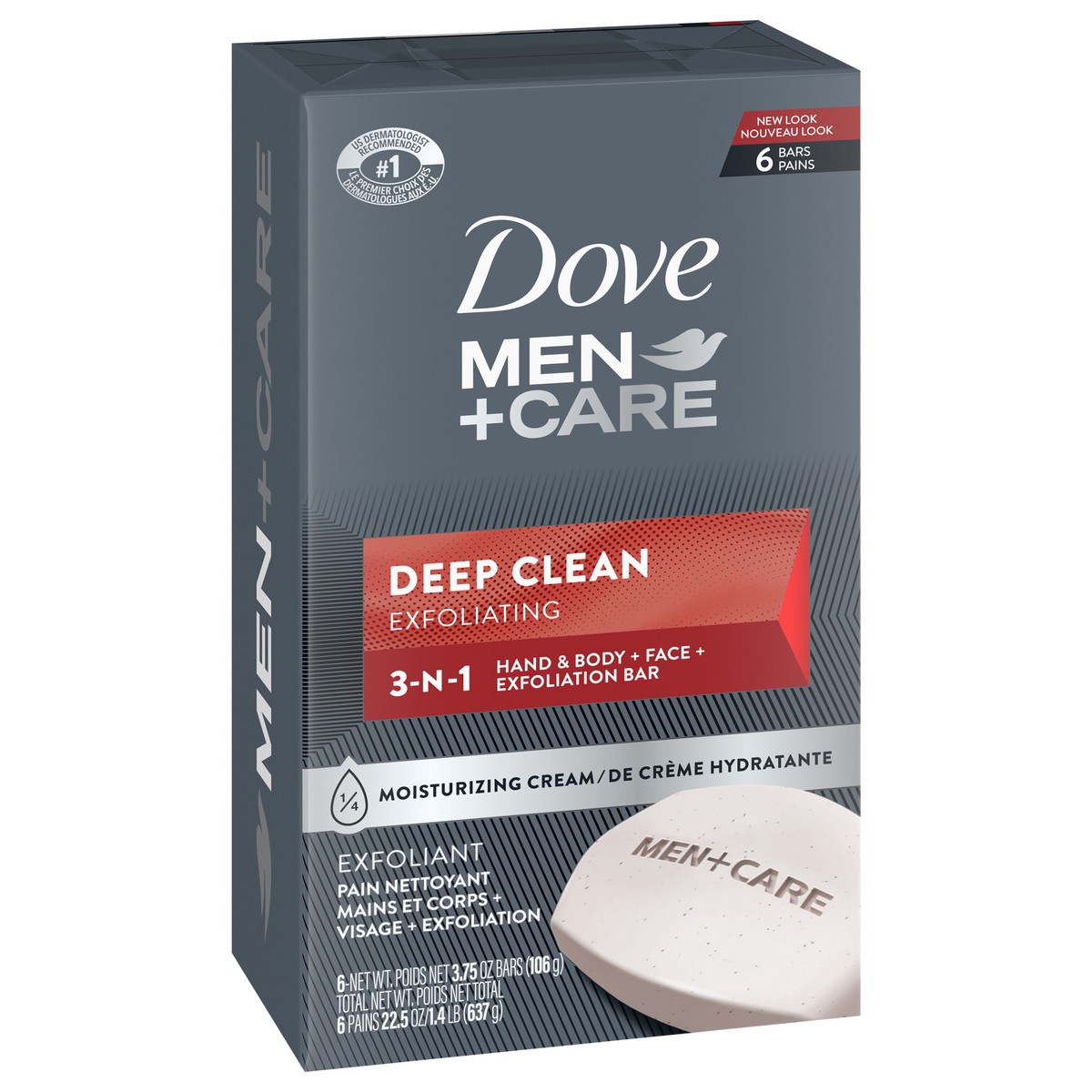 slide 3 of 6, Dove Men+Care Dove Deep Clean Body Soap and Face Bar, 6 ct