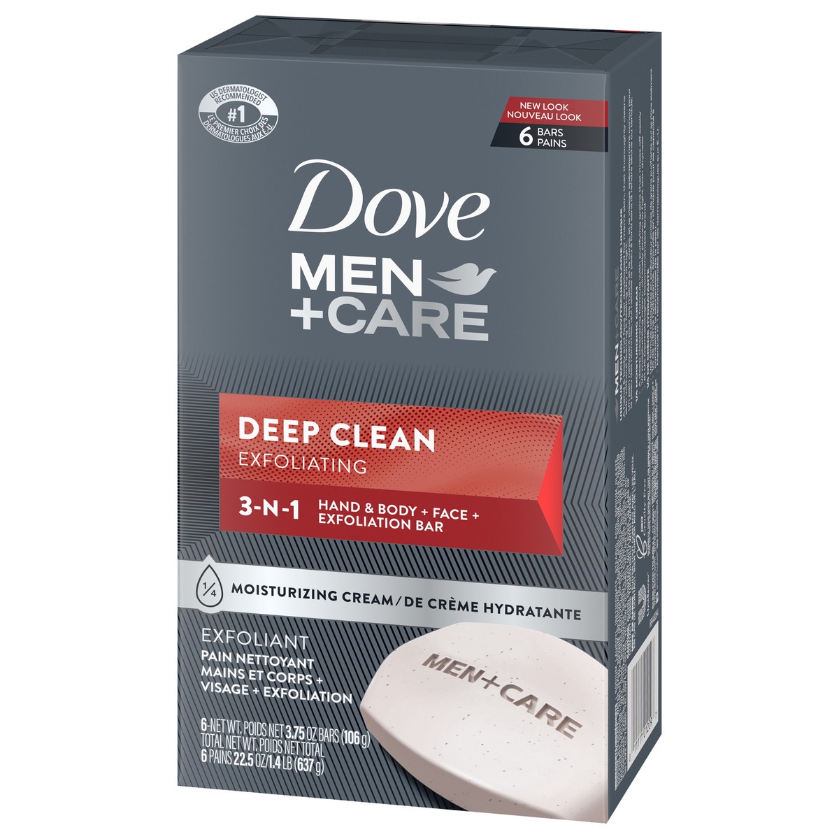 slide 6 of 6, Dove Men+Care Dove Deep Clean Body Soap and Face Bar, 6 ct