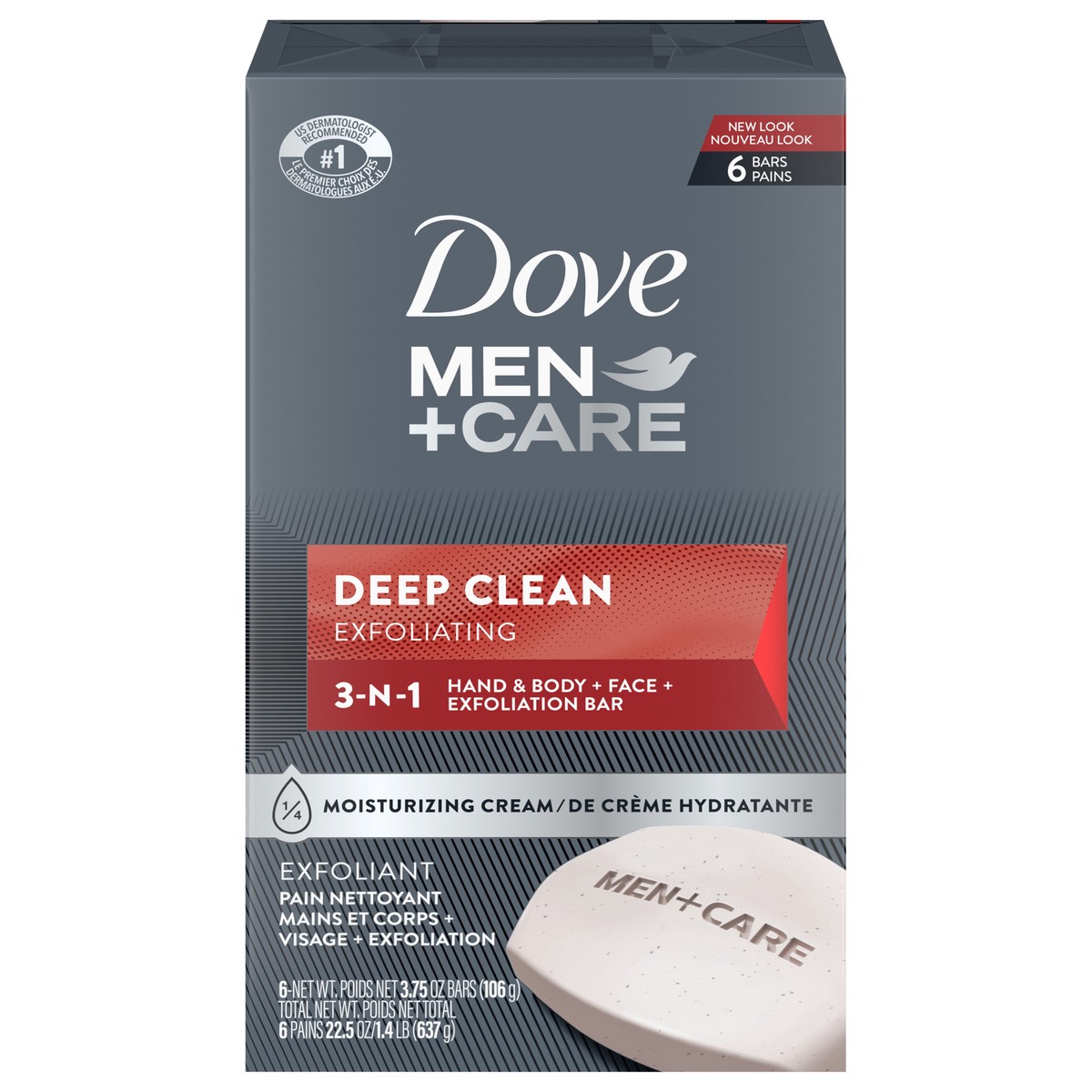 slide 1 of 6, Dove Men+Care Dove Deep Clean Body Soap and Face Bar, 6 ct