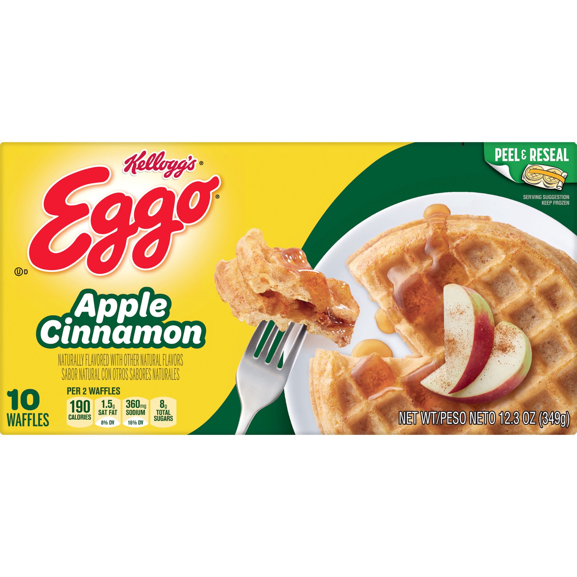 slide 1 of 5, Eggo Frozen Waffles, Apple Cinnamon, 12.3 oz, Frozen, 12.3 oz