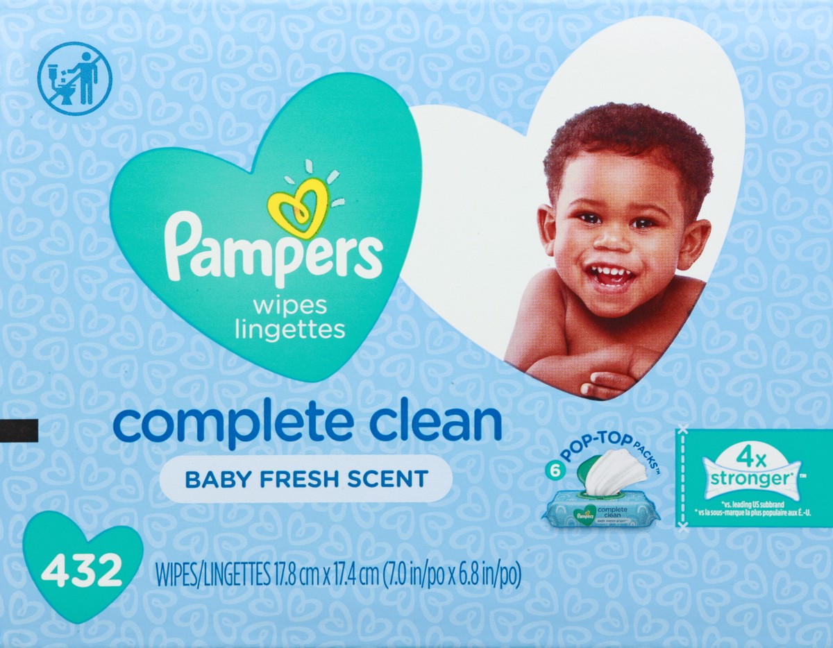 slide 6 of 11, Pampers Complete Clean Pop-Top Packs Baby Fresh Scent Wipes 6 ea, 432 ct