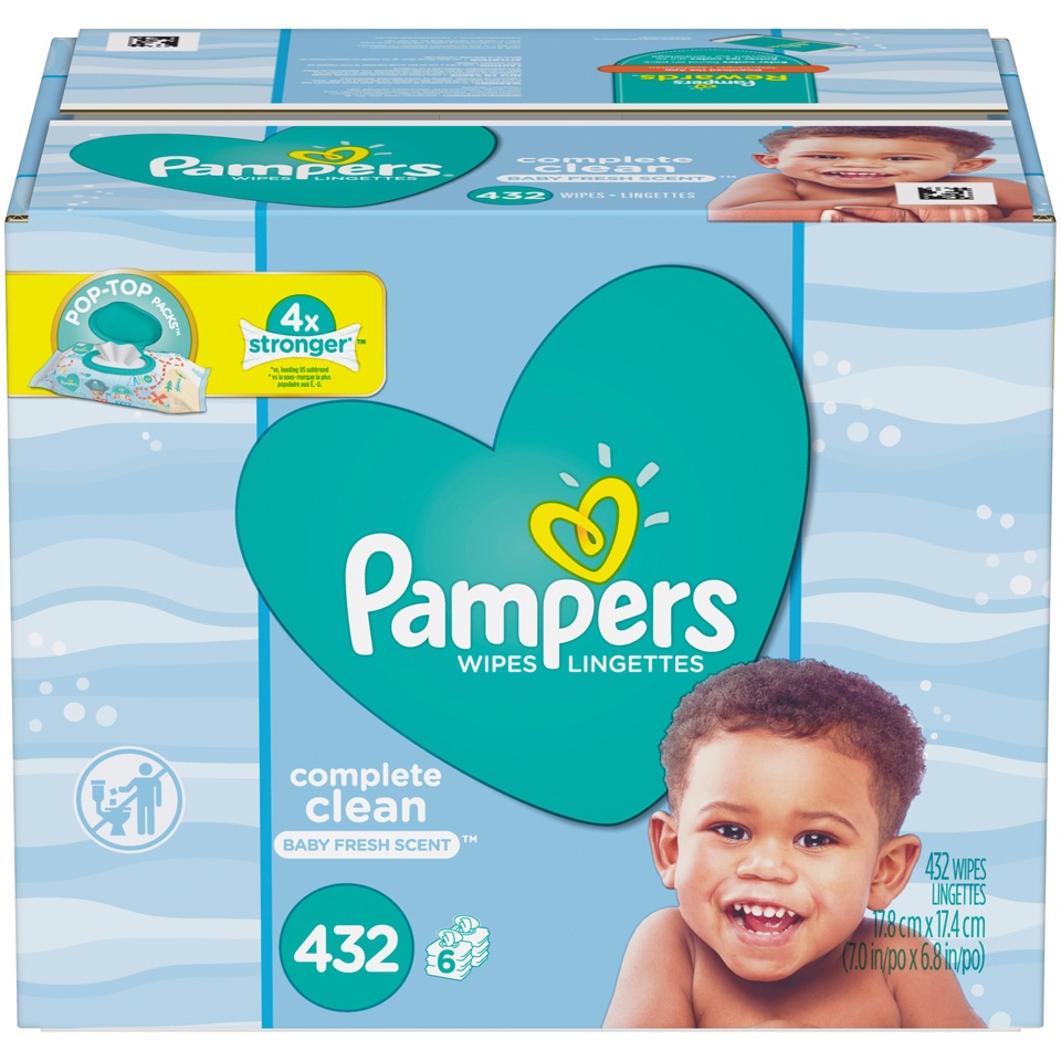 slide 1 of 1, Pampers Complete Clean Baby Fresh Scent Baby Wipes, 432 ct
