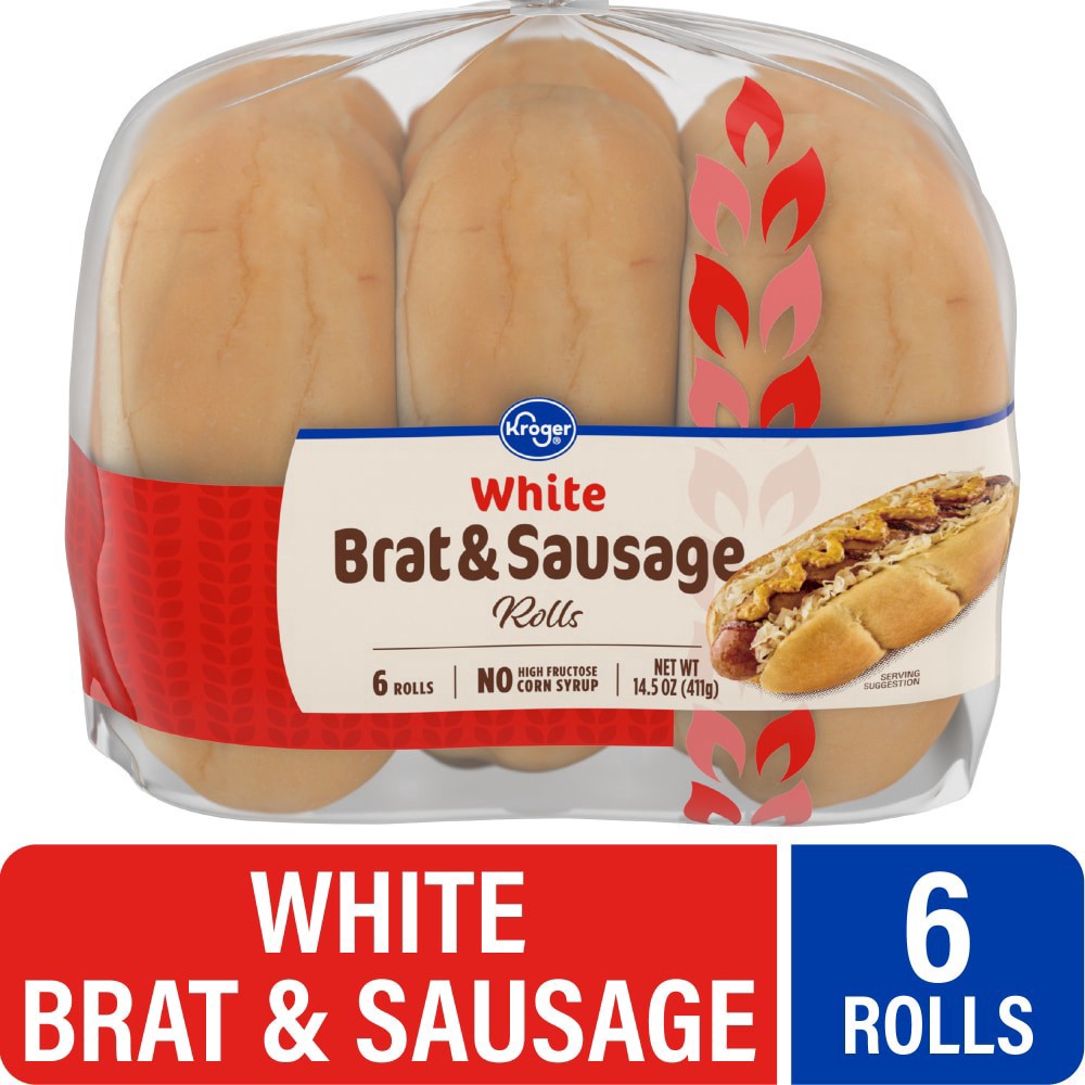 slide 1 of 6, Kroger White Brat & Sausage Rolls, 6 ct