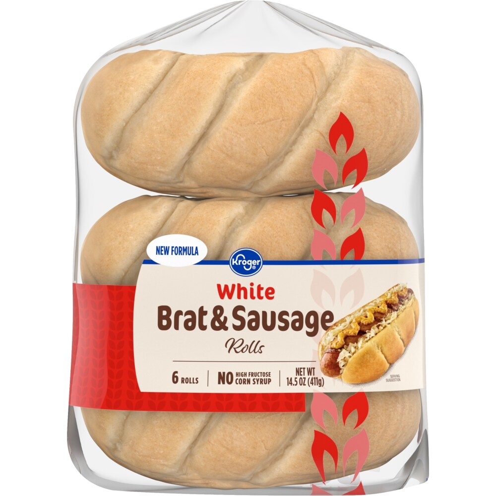 slide 1 of 2, Kroger White Brat & Sausage Rolls, 6 ct