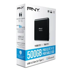 PNY 500GB Pro Elite V2 USB 3.2 Gen 2x1 Type-C Portable SSD