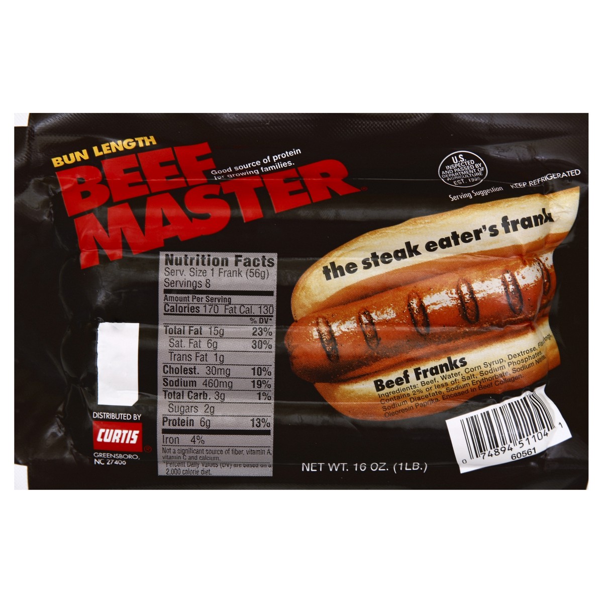 slide 1 of 2, Beef Master Franks 16 oz, 16 oz