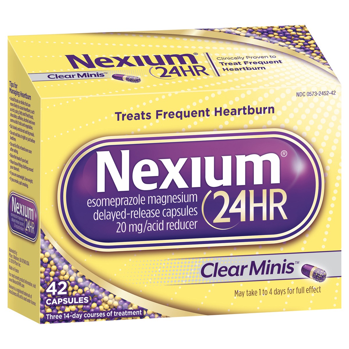 slide 3 of 9, Nexium 24HR ClearMinis Acid Reducer Heartburn Relief Delayed Release Capsules with Esomeprazole Magnesium - 42 Count, 42 ct