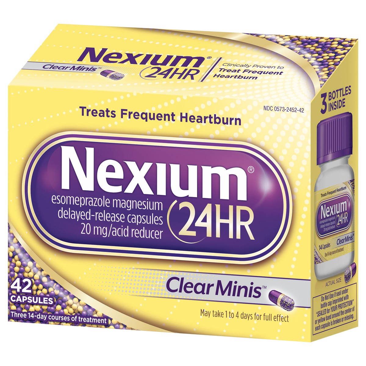 slide 9 of 9, Nexium 24HR ClearMinis Acid Reducer Heartburn Relief Delayed Release Capsules with Esomeprazole Magnesium - 42 Count, 42 ct